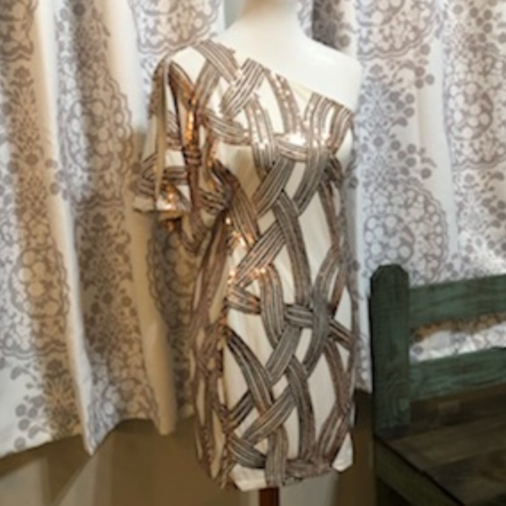 B. Darlin Copper One Shoulder White Cocktail Dress